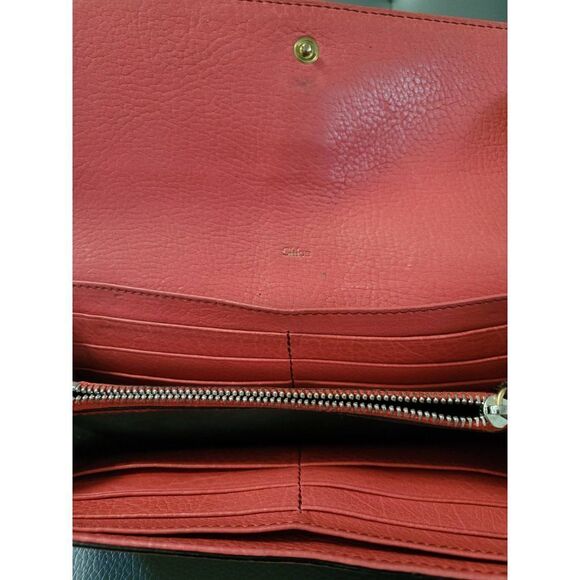 Chloe Red Leather Long Bifold Wallet - Picture 5 of 6